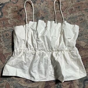 Zara Ivory Ruched Spaghetti Strap Top